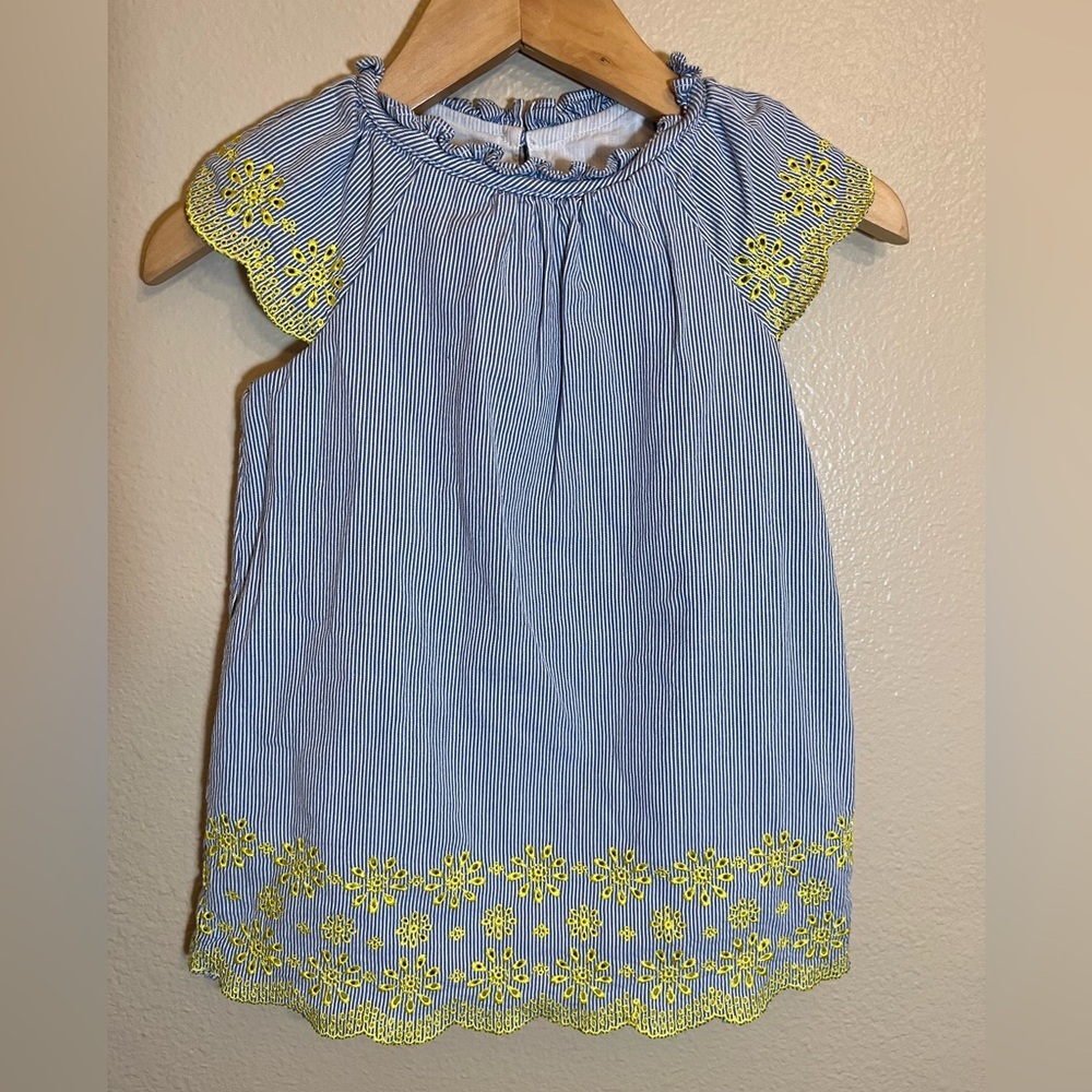 Kate Spade Blue Stripe Yellow Floral Lined Cotton Dress